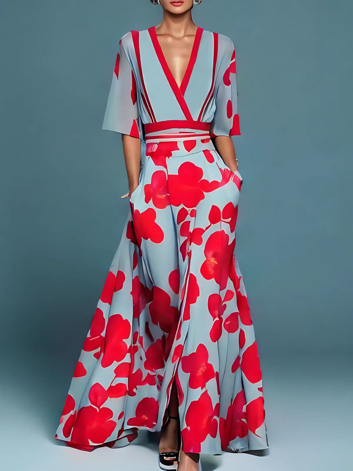 Elise™ - Robe Portefeuille Élégante Fleurie
